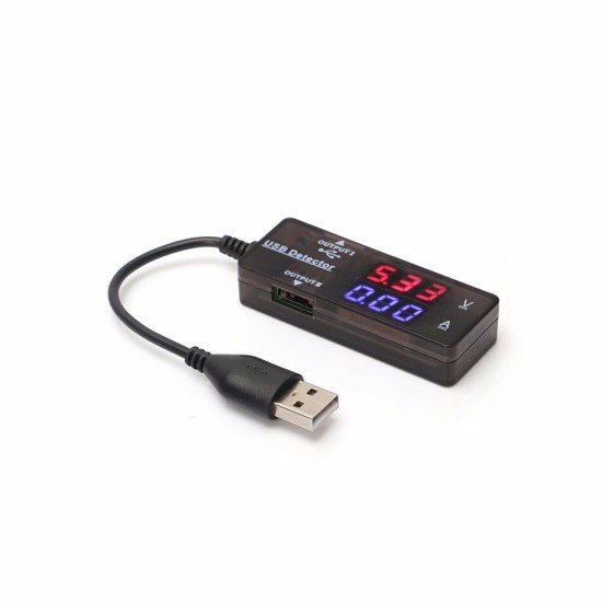 USB VOLTAGE DETECTOR BATTERY TESTER DUAL CURRENT METER RED COLOR DISPLAY VOLTMETER AMMETER AUTOMATIC IDENTIFICATION